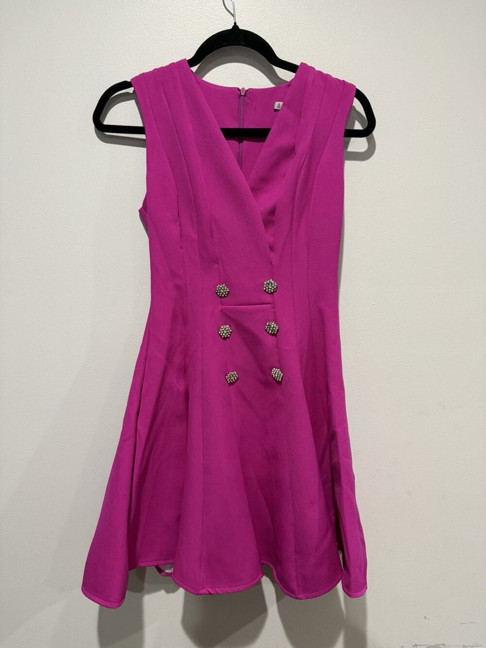 Women's Small Pink Purple Fit And Flare Sleeveless Dress Silver Embellishments